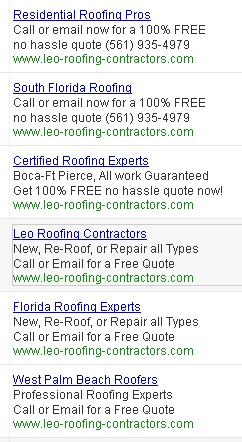 Roofing Text Ads